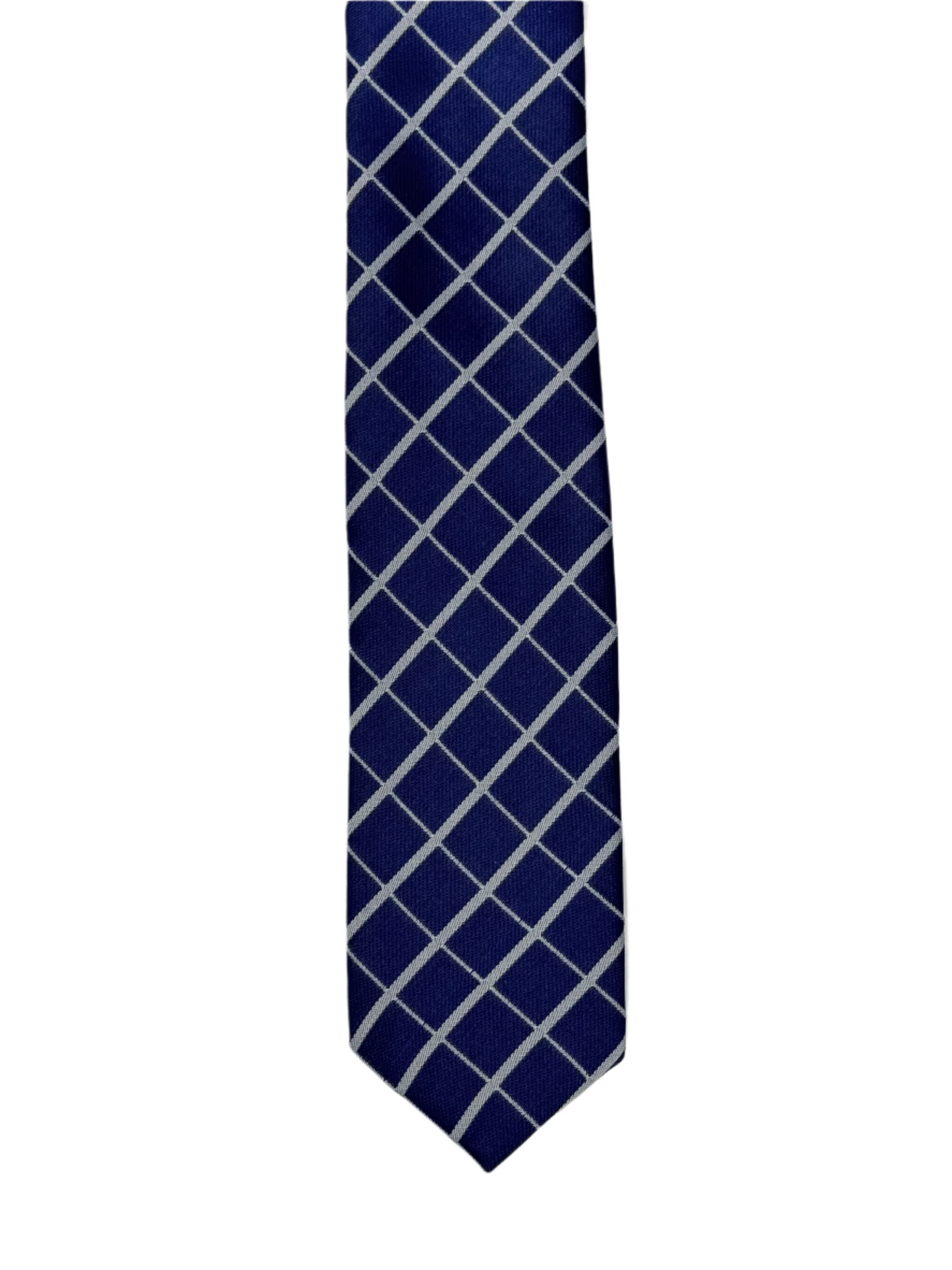 Dark Blue Clip-On Tie with Subtle Geometric Pattern - 6 cm