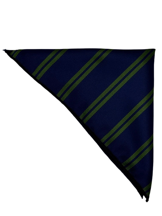 Navy Green Striped Elegance Pocket Square
