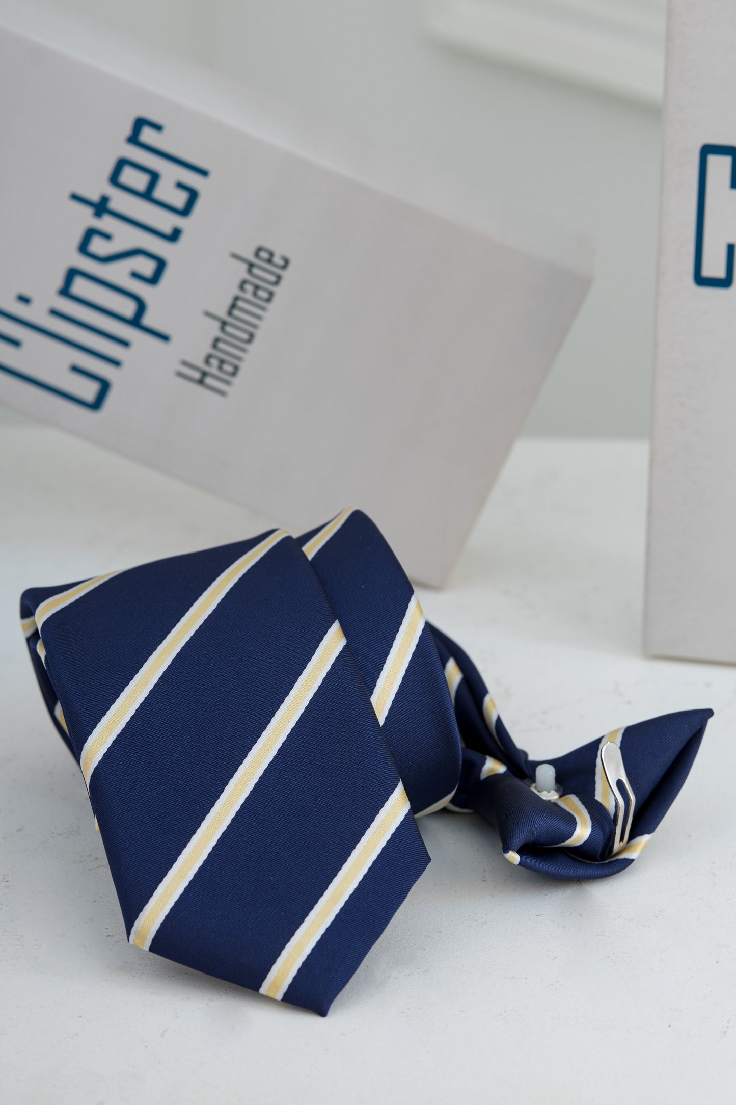 Navy Blue & Goldish Yellow Striped Set