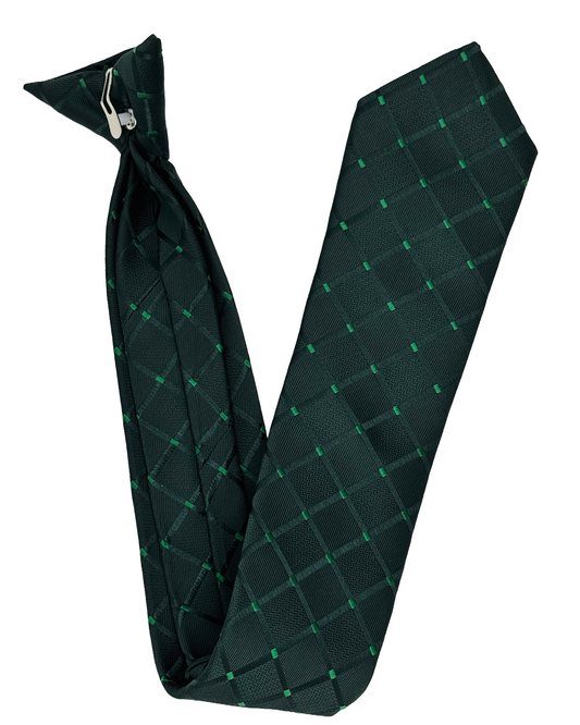 Teal Checkered Clip-On Tie