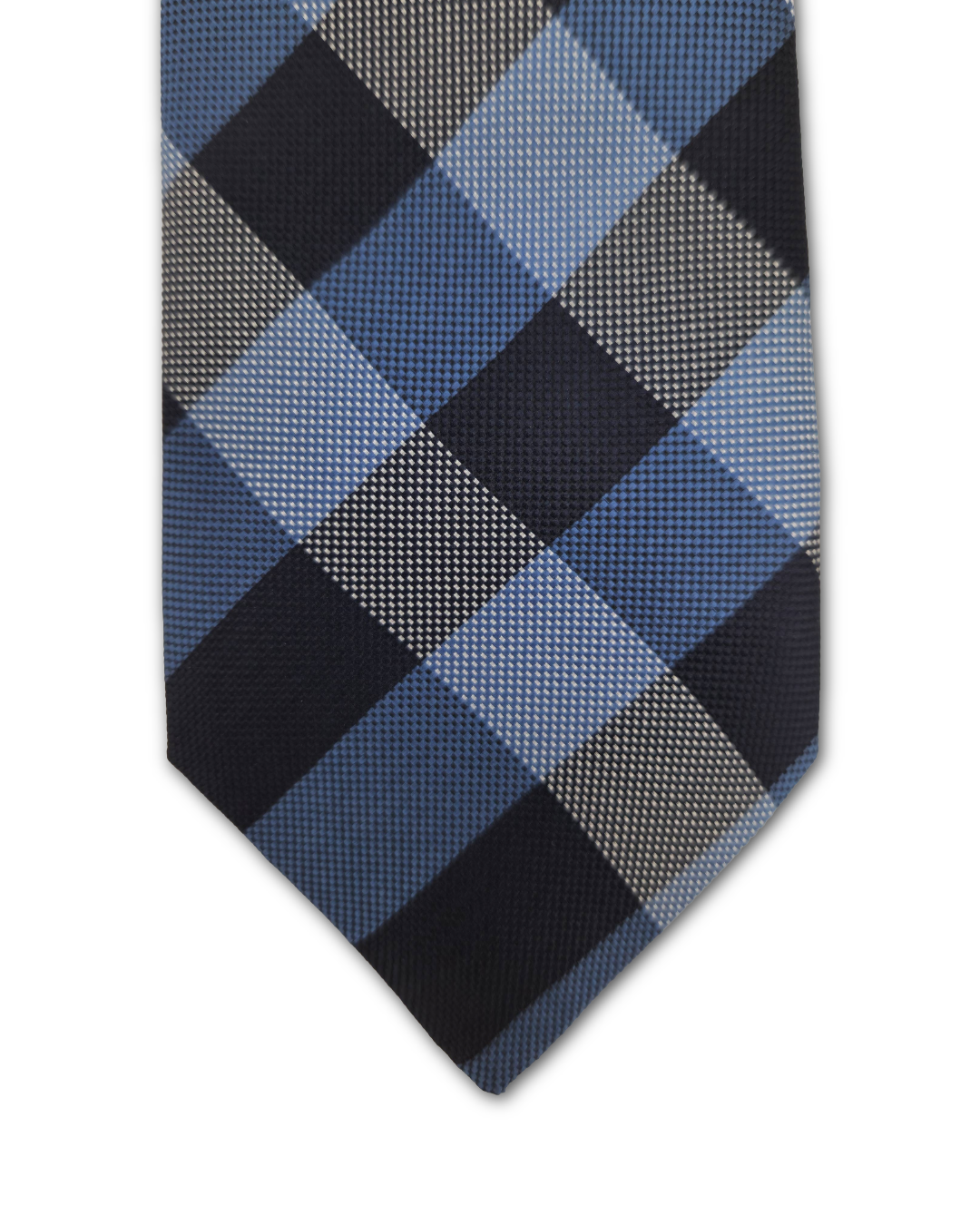 Blue & Navy Plaid Clip-On Tie