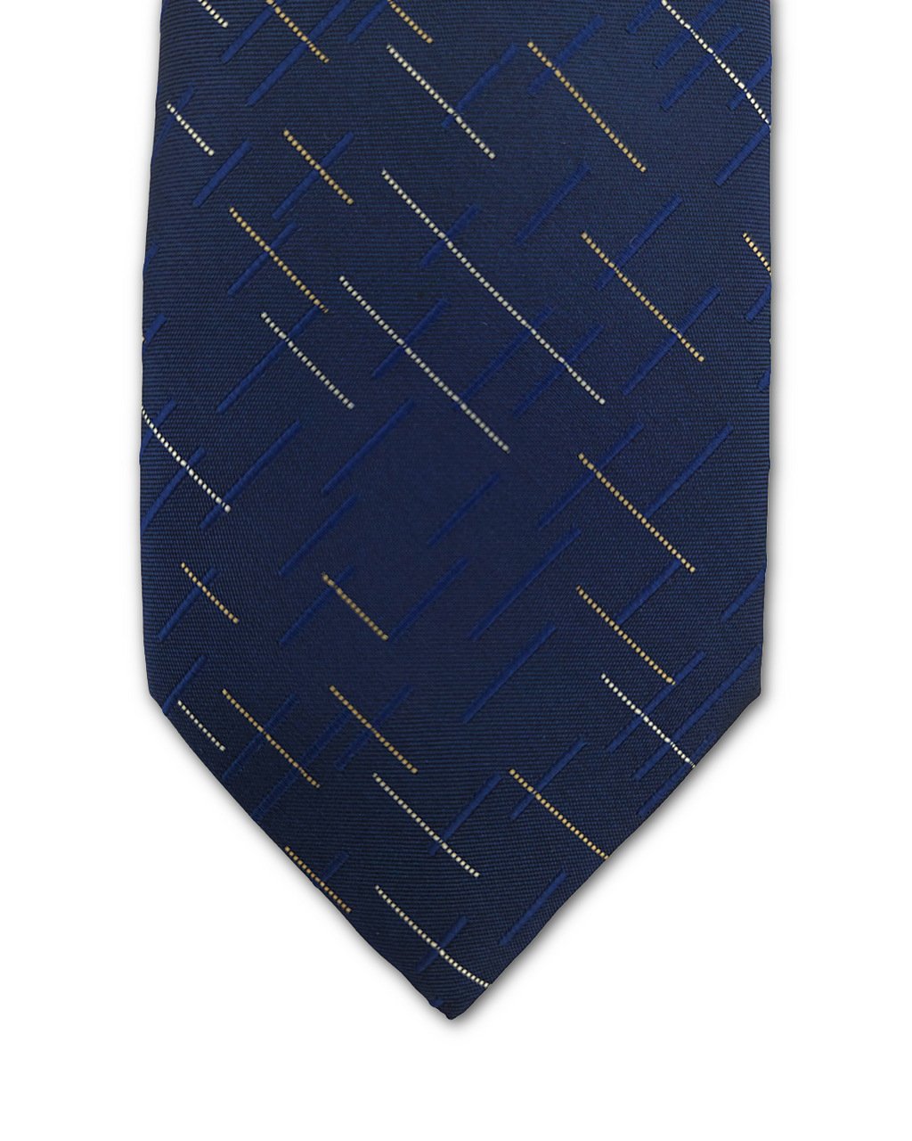 Navy and Gold Dashed Clip-On Tie