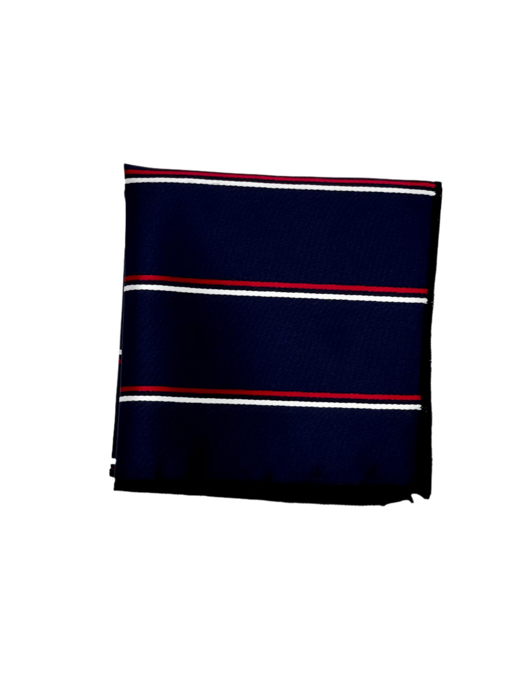 Navy Blue With Red & White Stripes Pocket Square