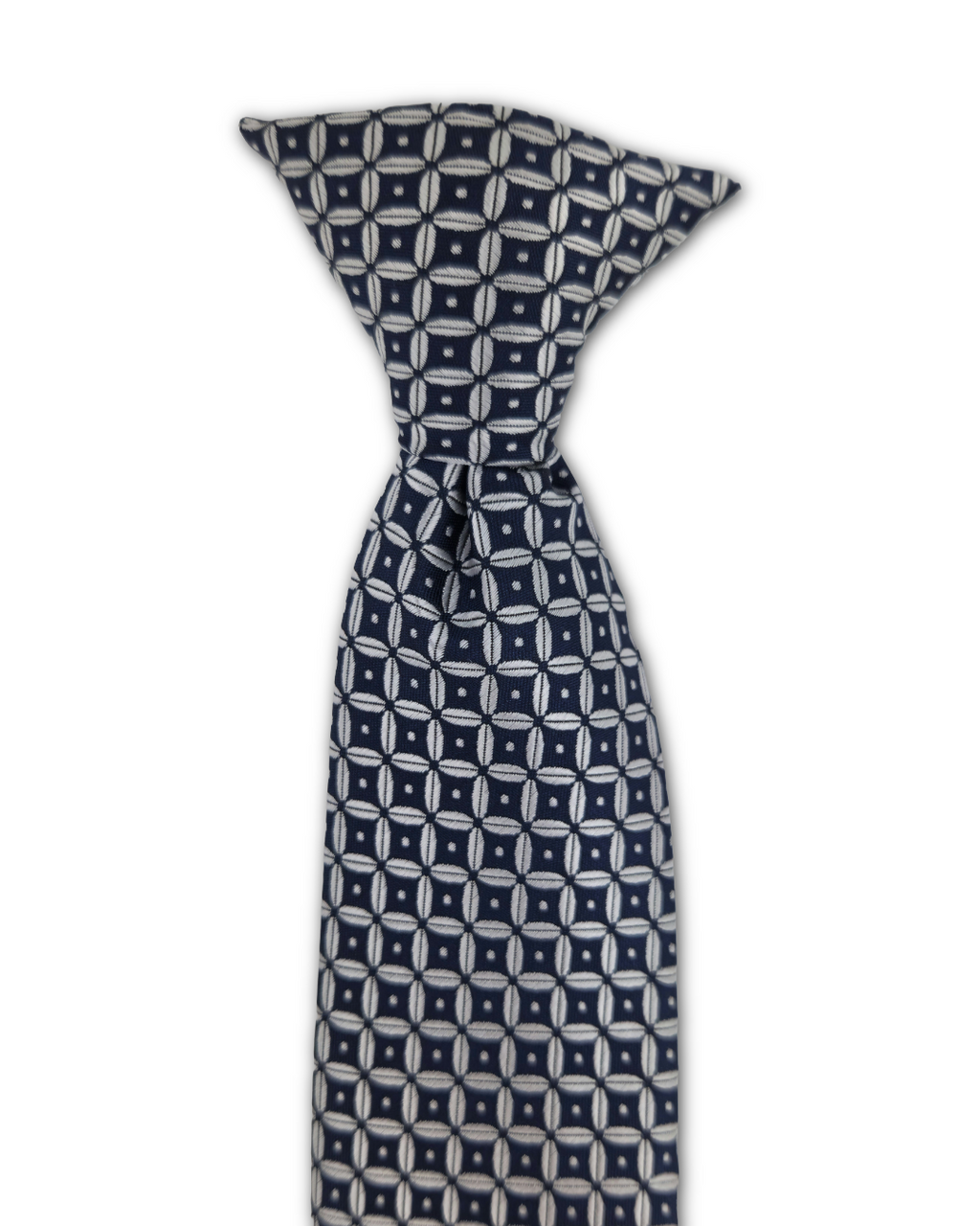 Navy & Grey Geometric Clip-On Tie