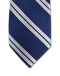 Navy & Silver Double Stripe Clip-On Tie