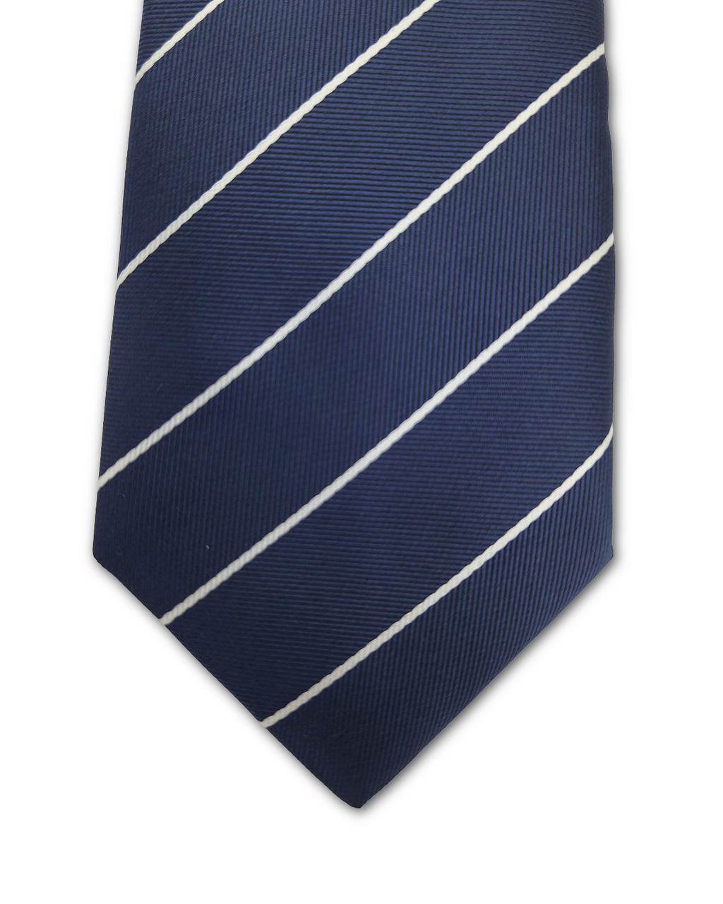 Navy & White Stripe Clip-On Tie