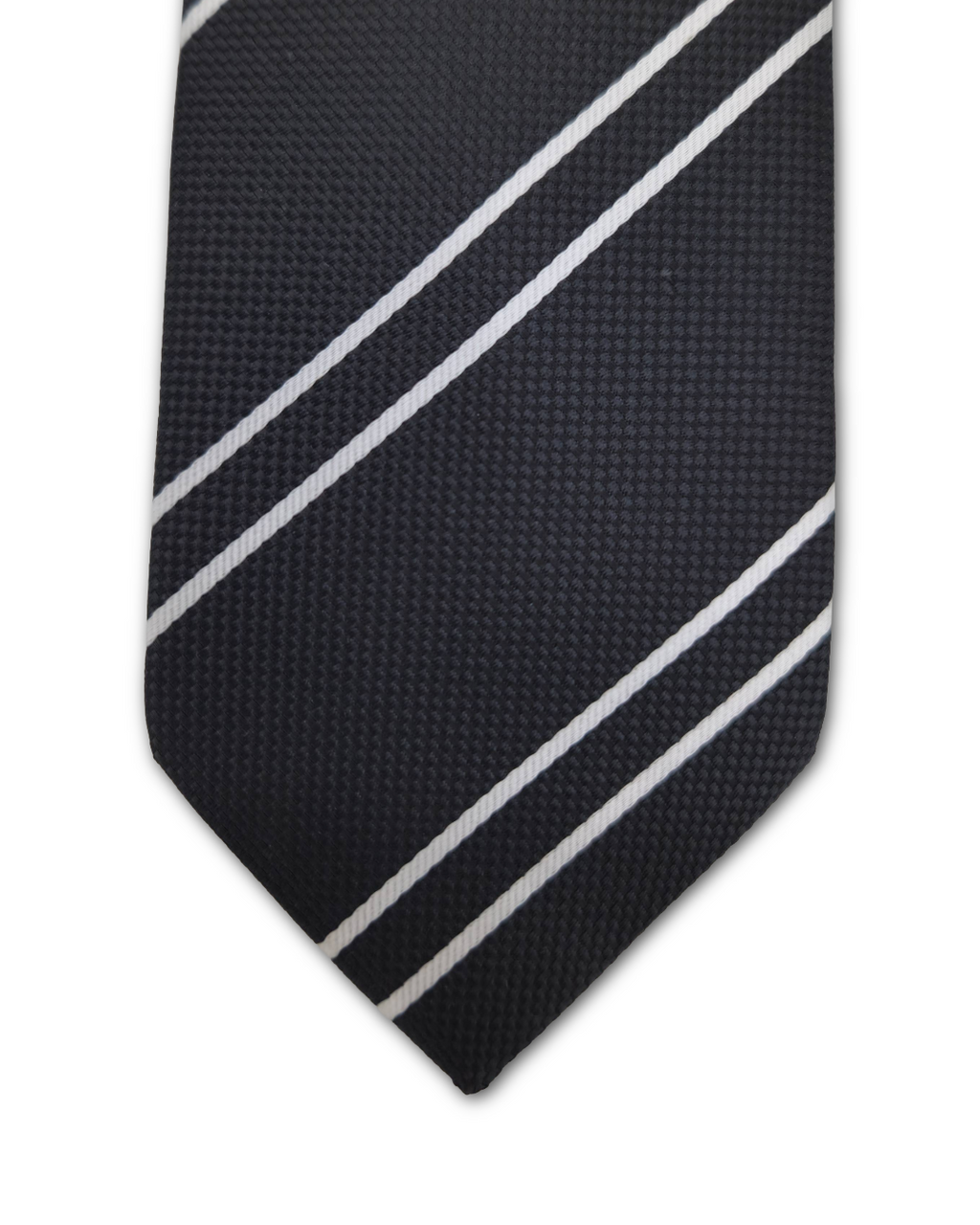 Black & White Stripe Clip-On Tie