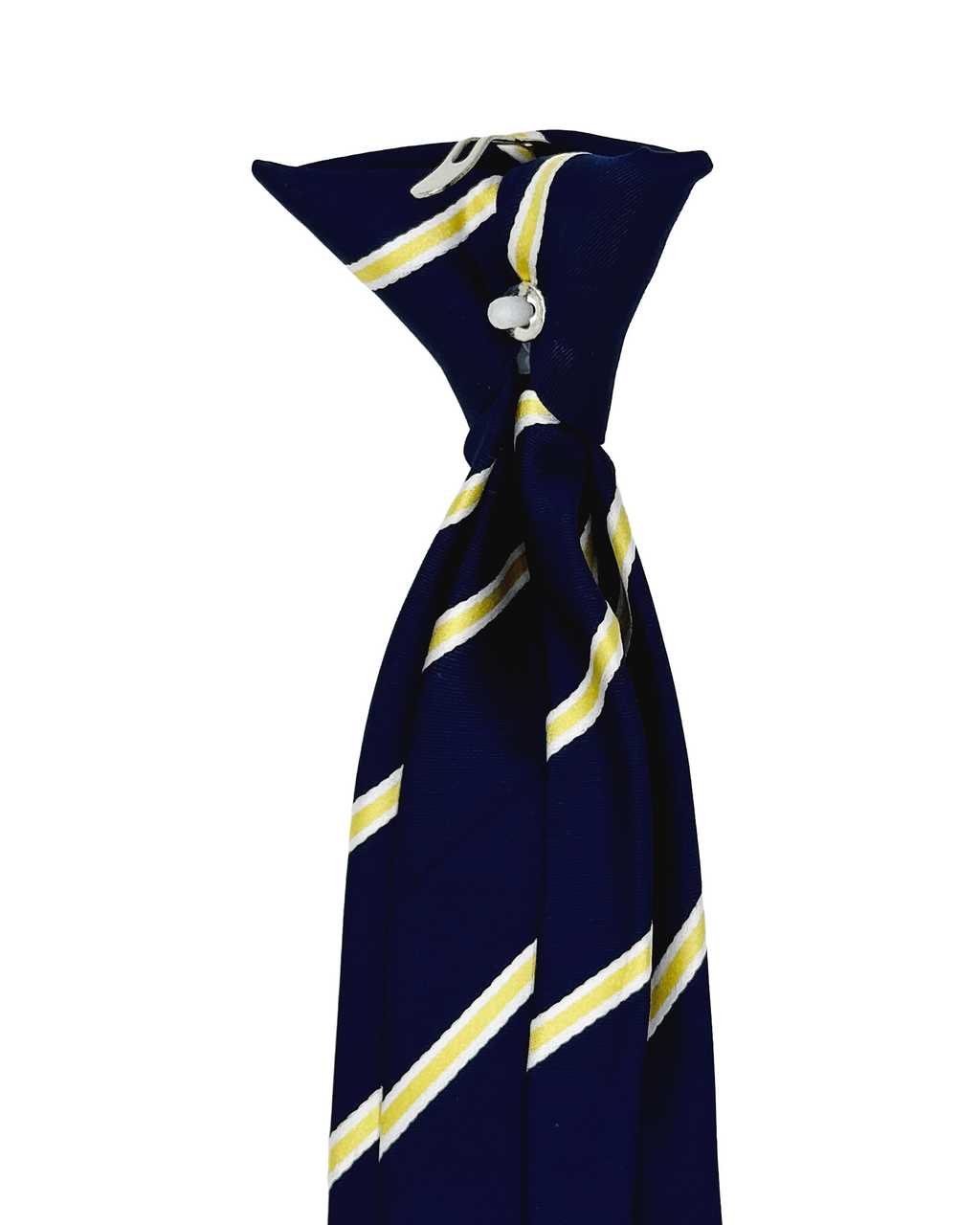 Navy Blue & Goldish Yellow Diagonal Striped Clip-On Tie