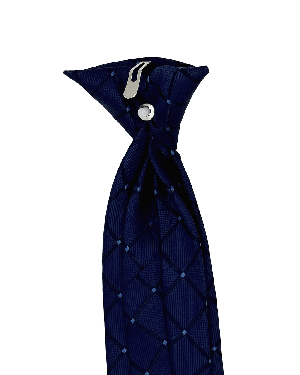 Navy Diamond Grid Pattern Clip-On Tie