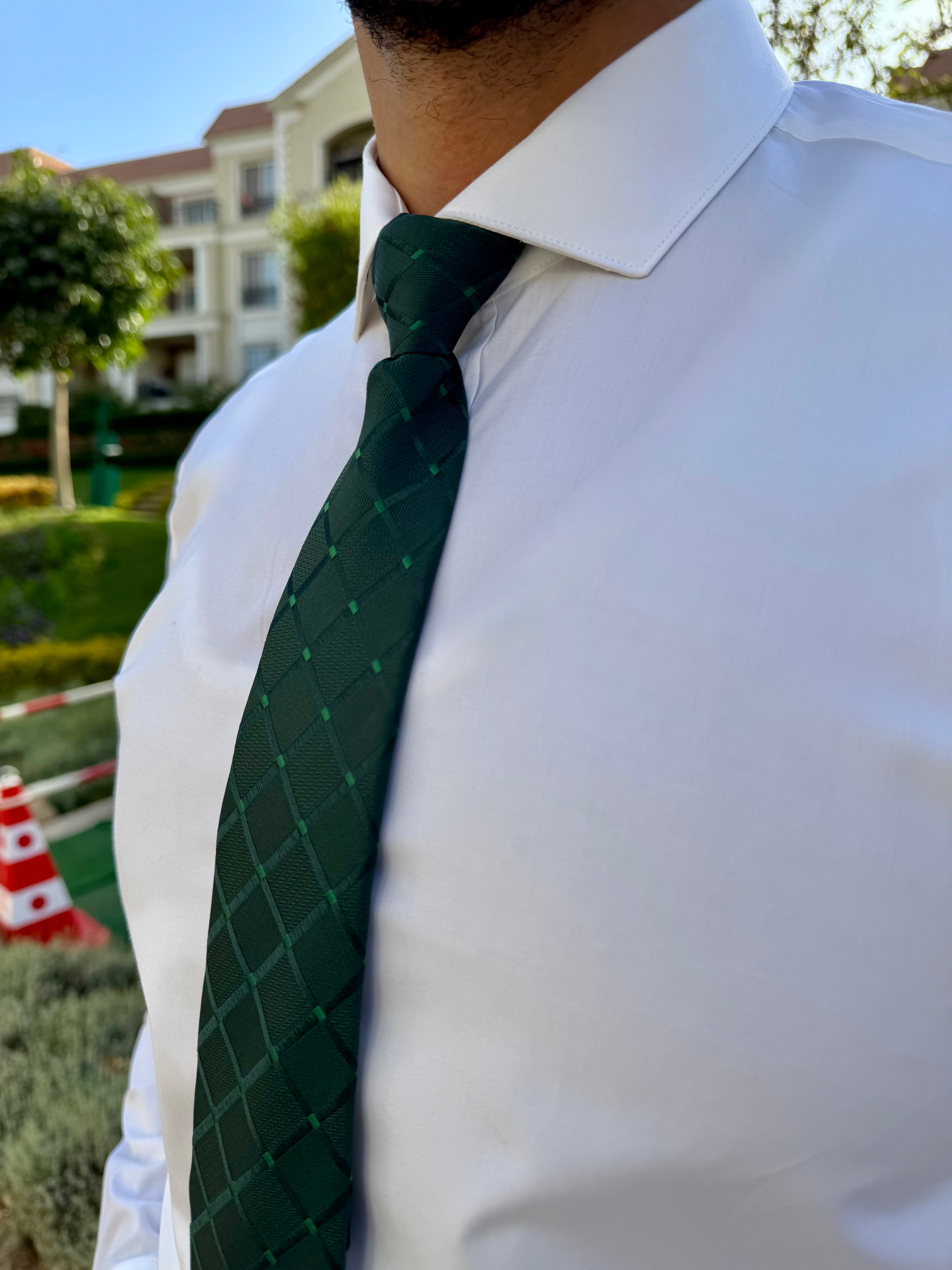 Teal Checkered Clip-On Tie