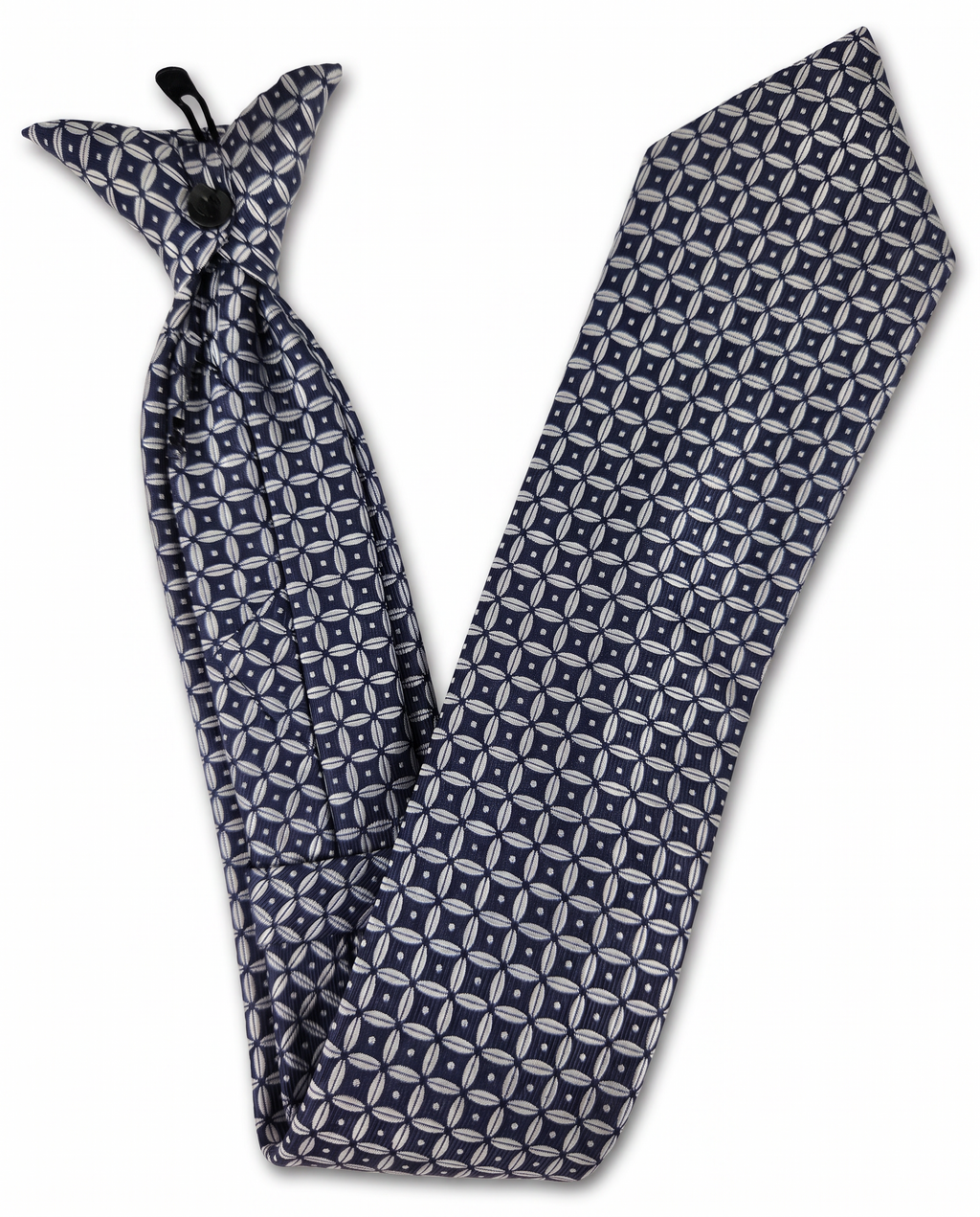 Navy & Grey Geometric Clip-On Tie