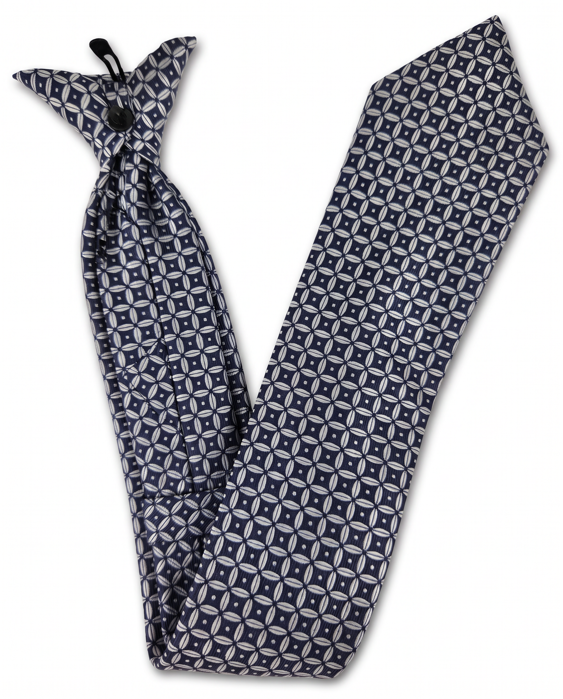 Navy & Grey Geometric Clip-On Tie