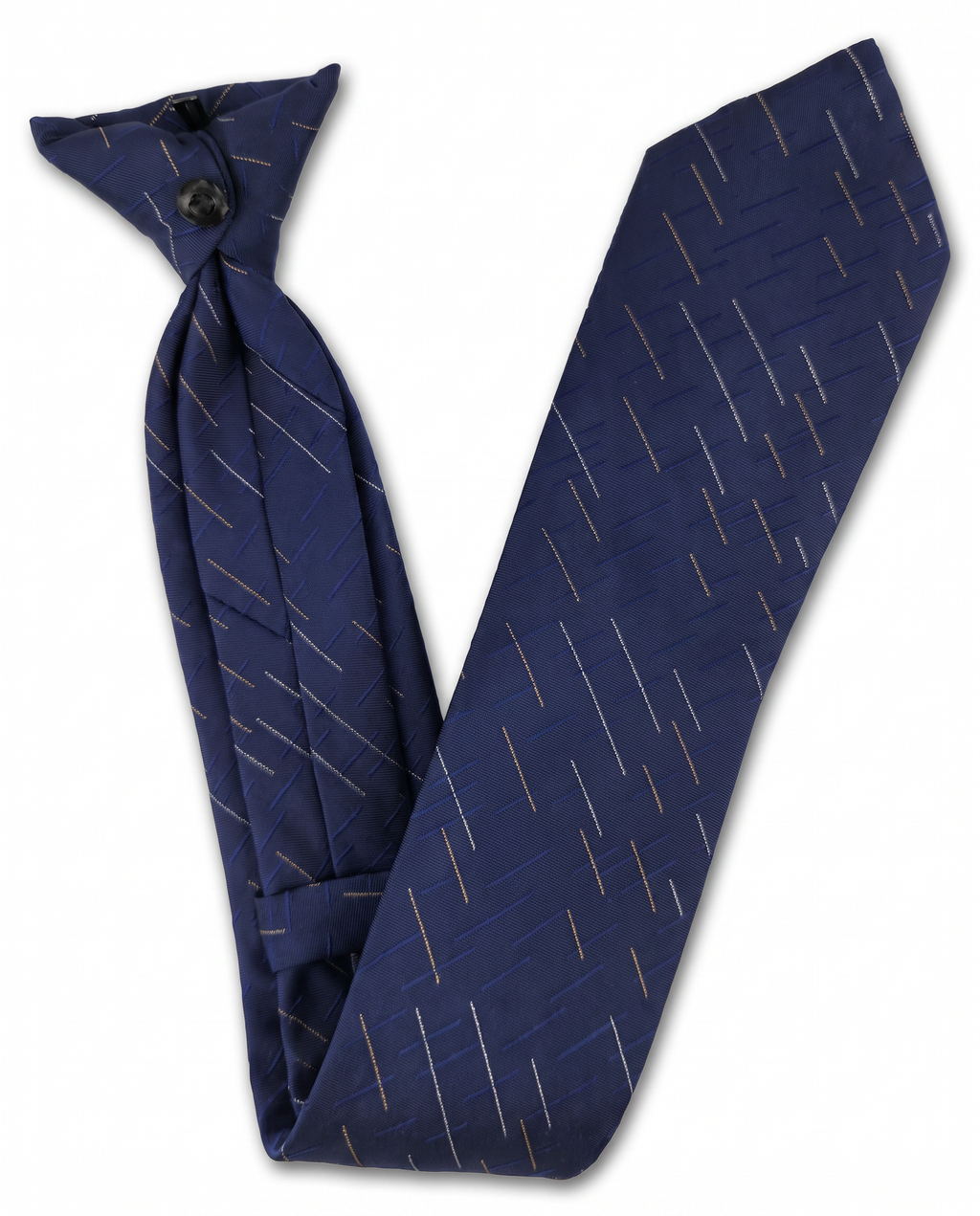 Navy and Gold Dashed Clip-On Tie