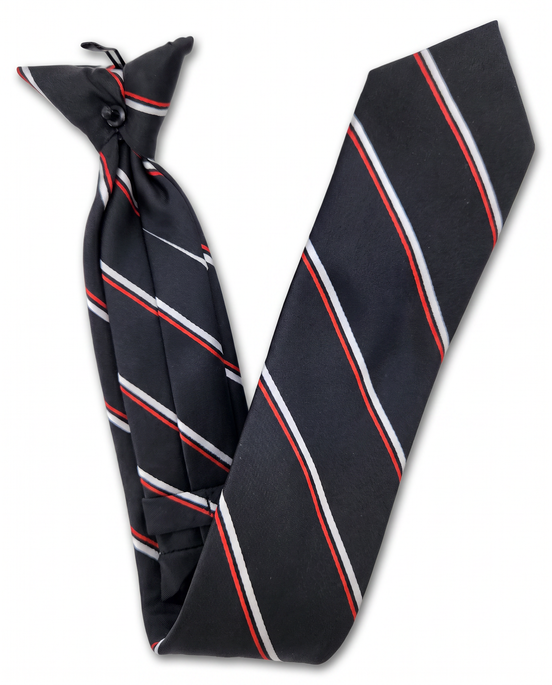 Black & Red Striped Clip-On Tie