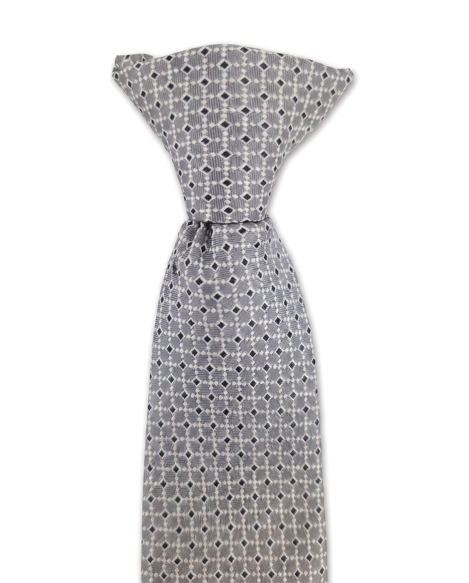 Grey With Mini Diamonds Clip-On Tie