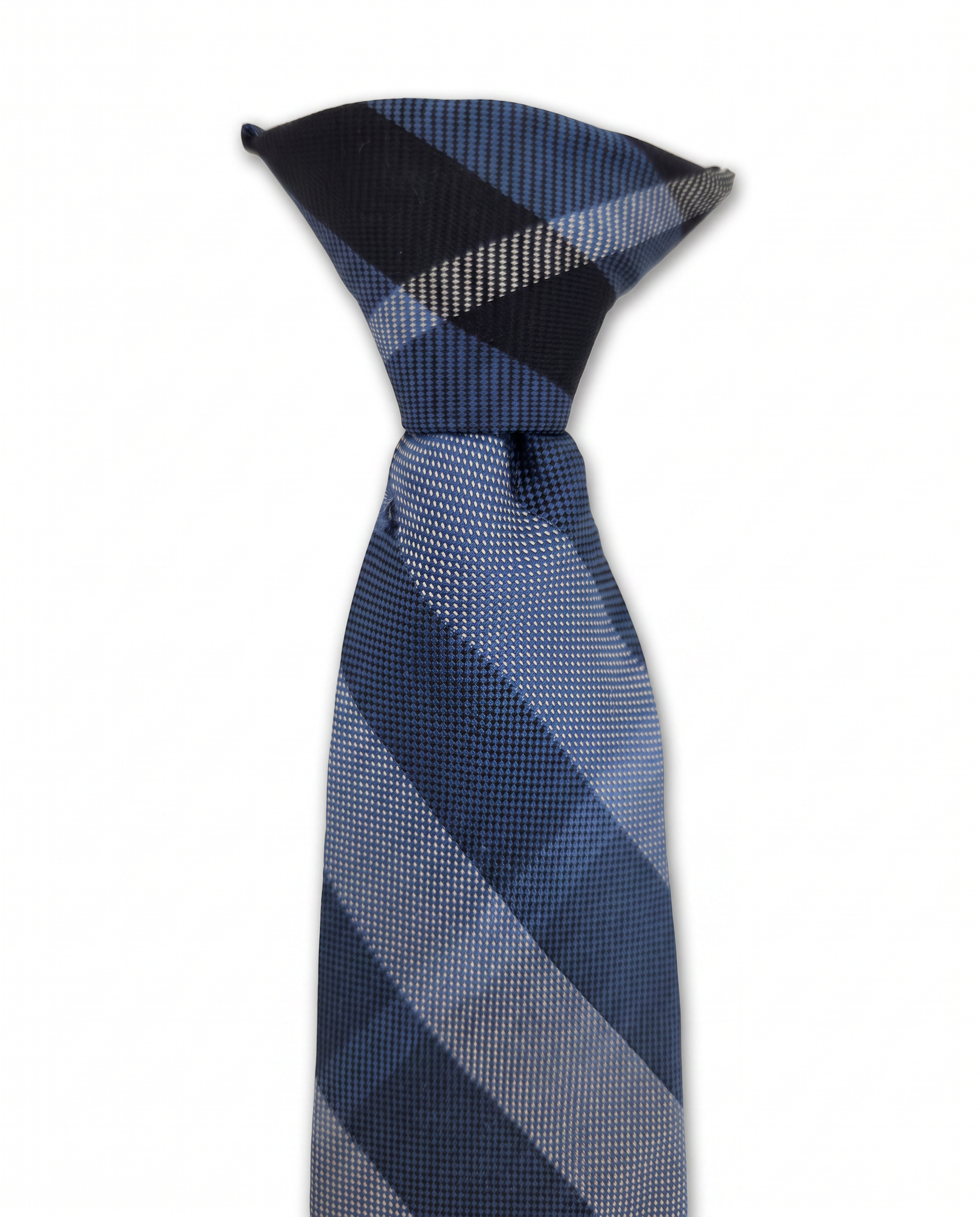 Blue & Navy Plaid Clip-On Tie