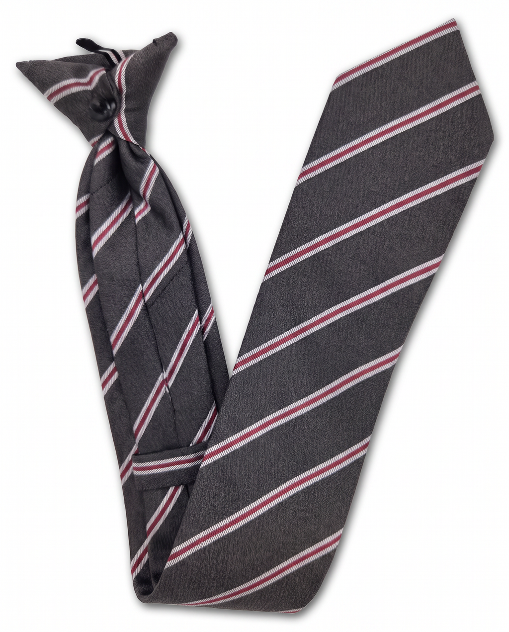 Charcoal & Red Clip-On Tie