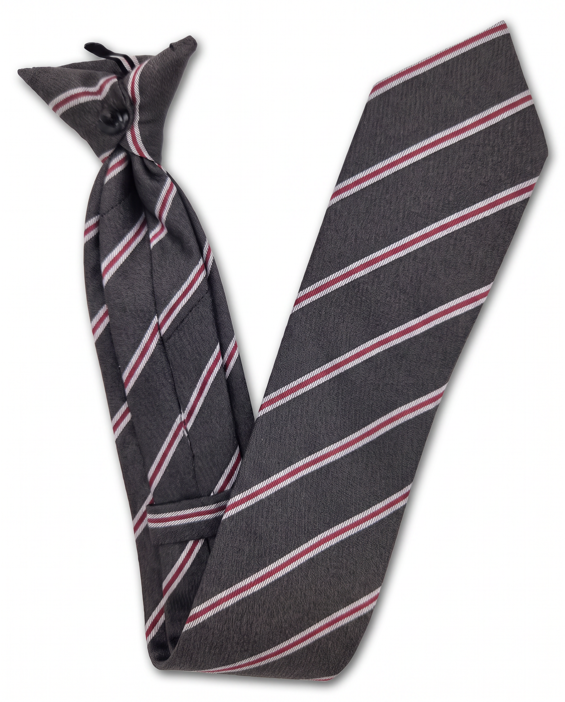 Charcoal & Red Clip-On Tie