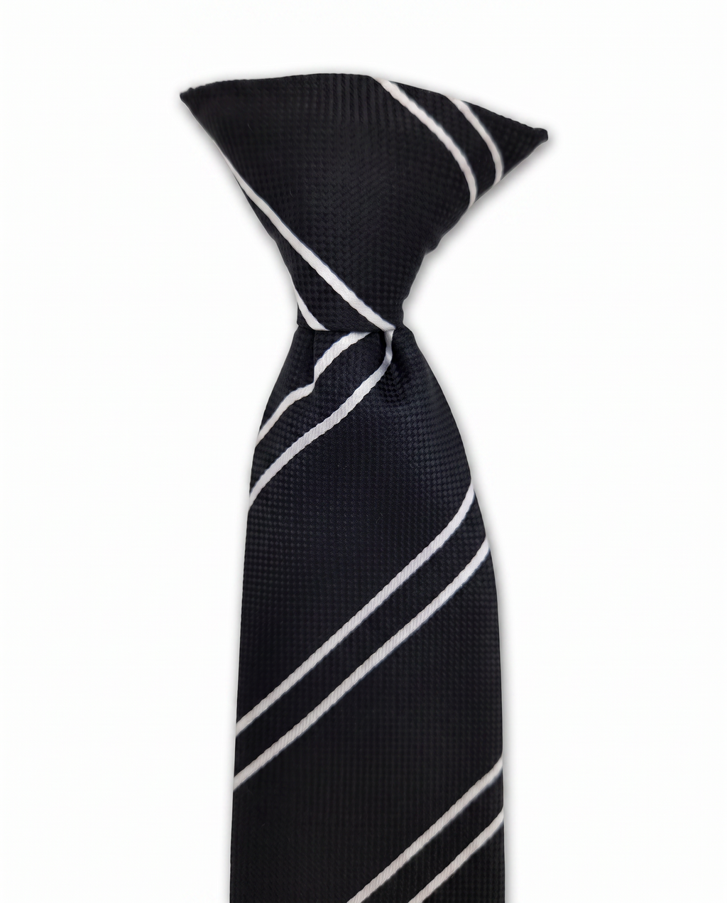 Black & White Stripe Clip-On Tie