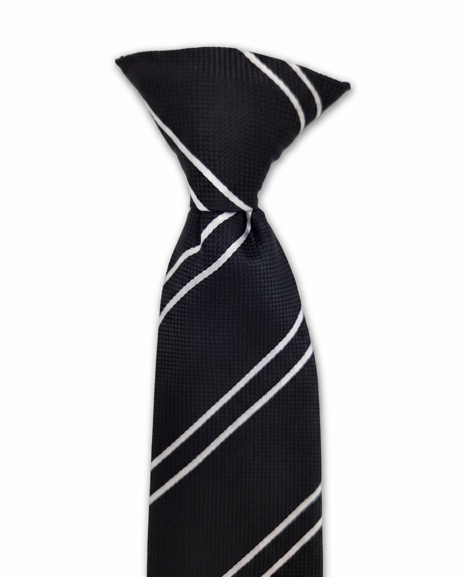Black & White Stripe Clip-On Tie