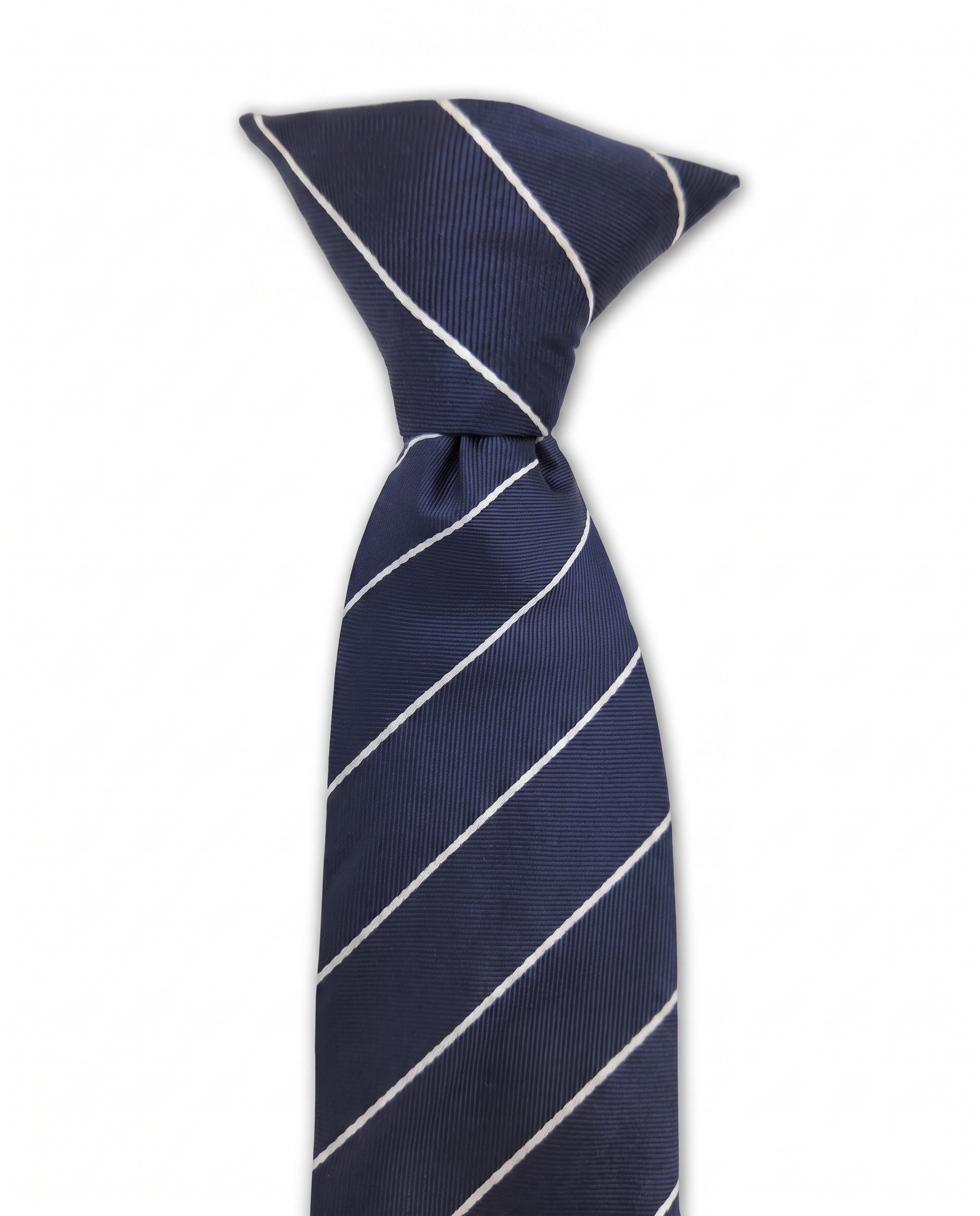 Navy & White Stripe Clip-On Tie
