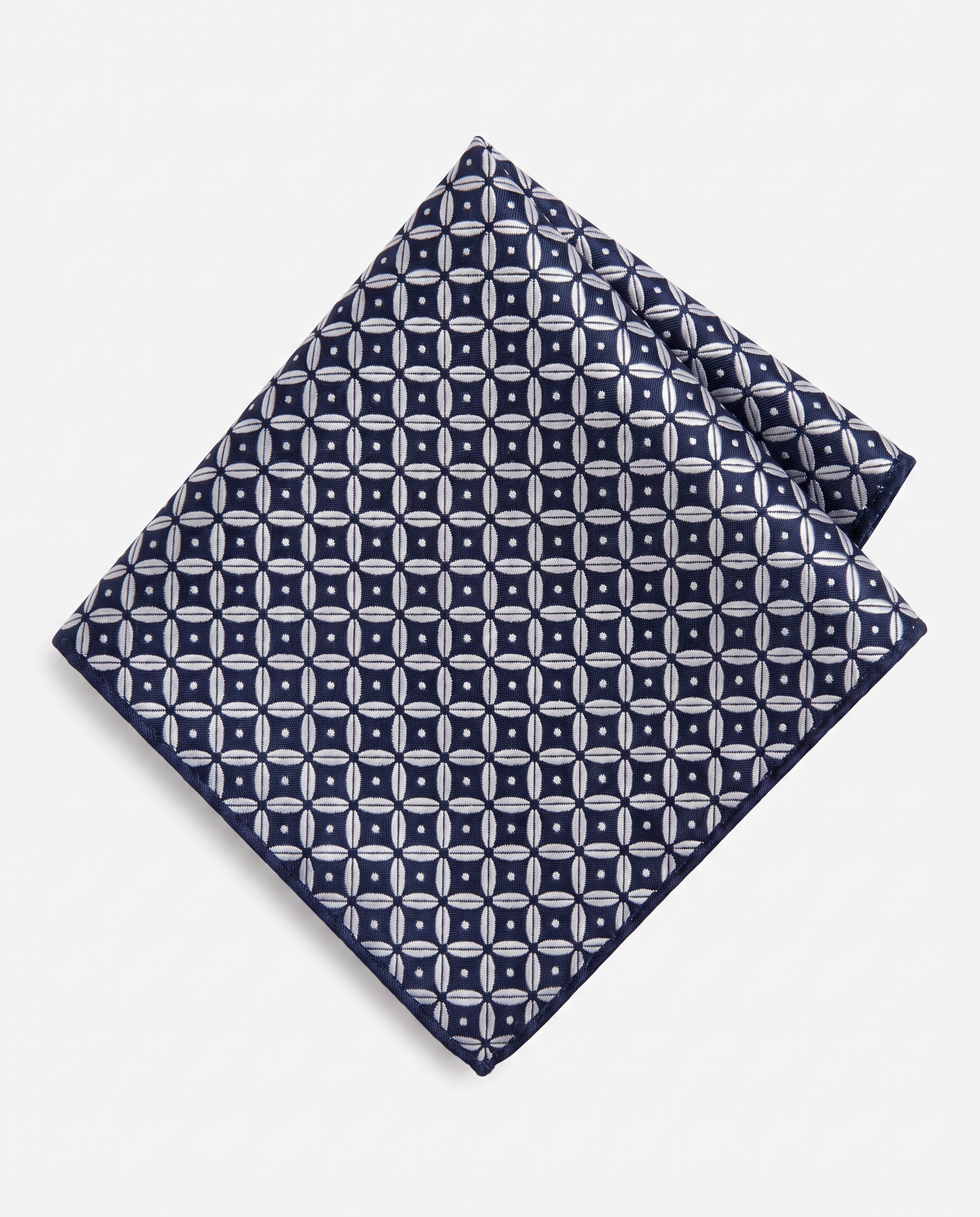 Navy & Grey Geometric Pocket Square