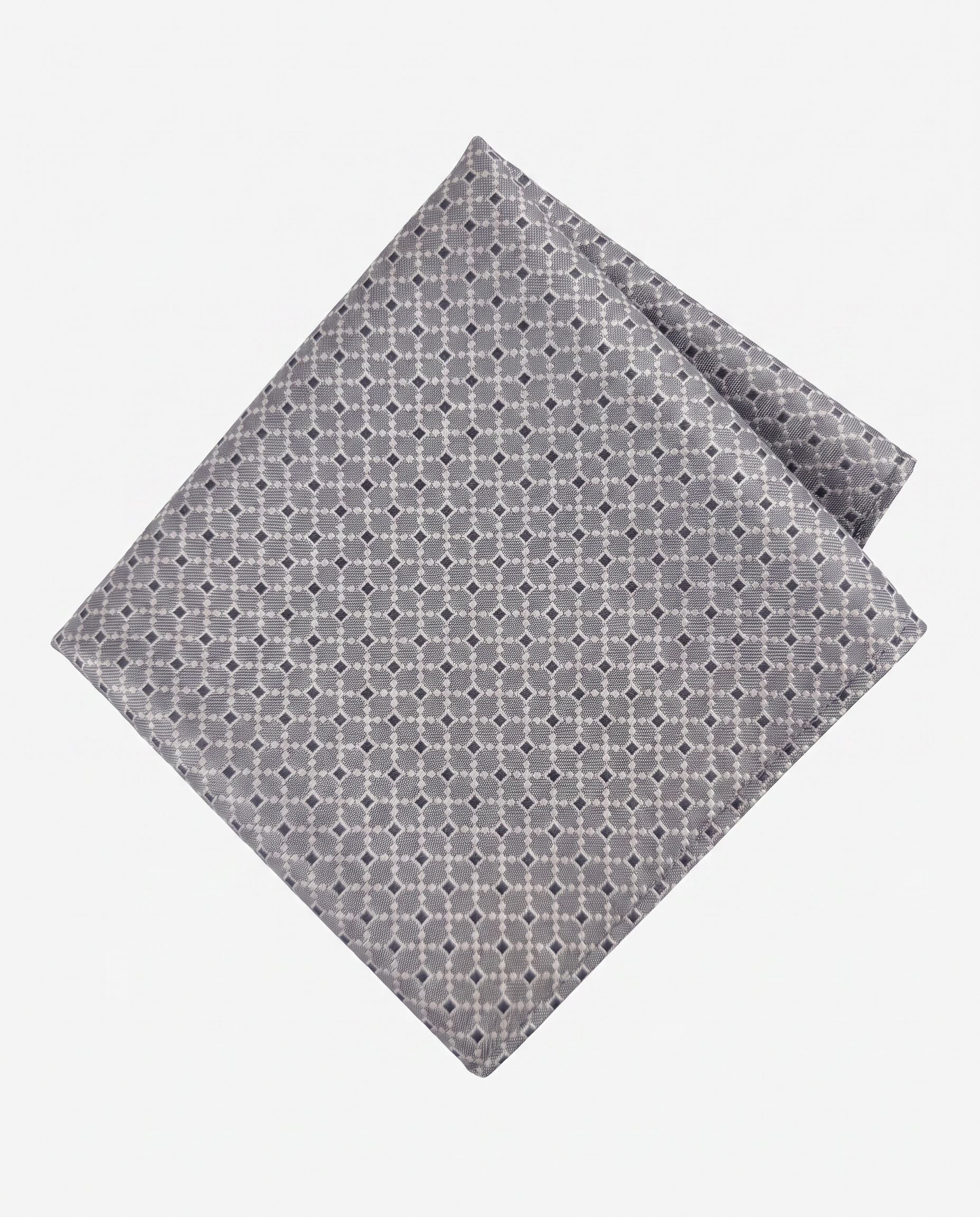 Grey With Mini Diamonds Pocket Square