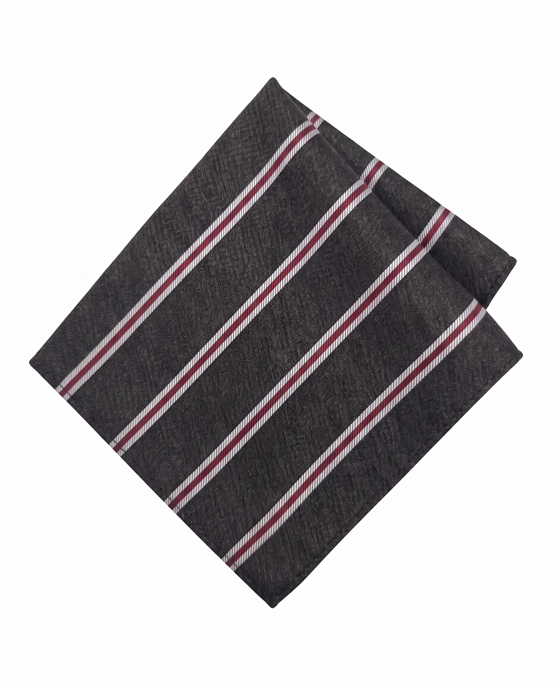 Charcoal & Red Pocket Square