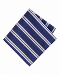 Navy & Silver Double Stripe Pocket Square