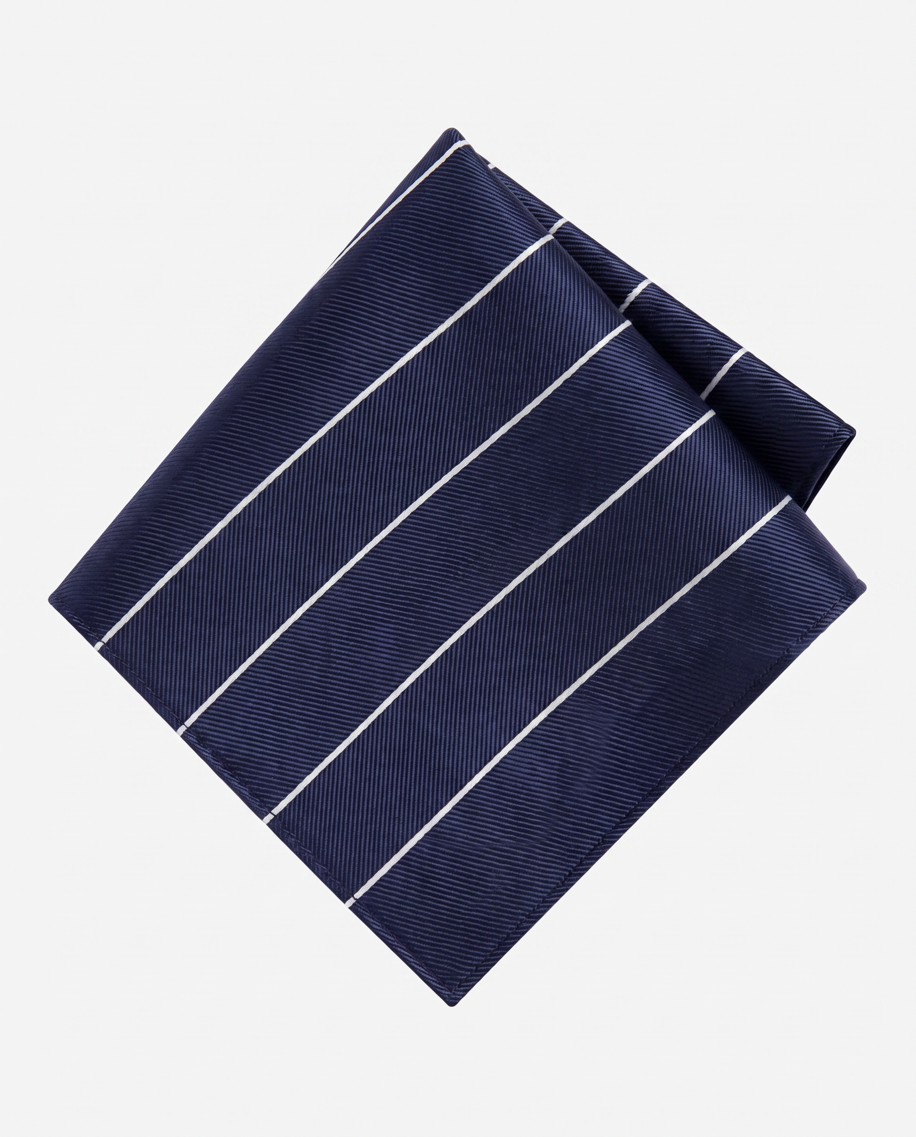 Navy & White Stripe Pocket Square