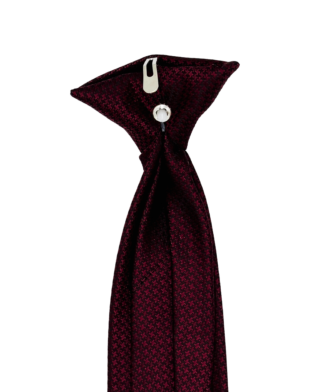 Dark Red & Black Geometric Clip-On Tie