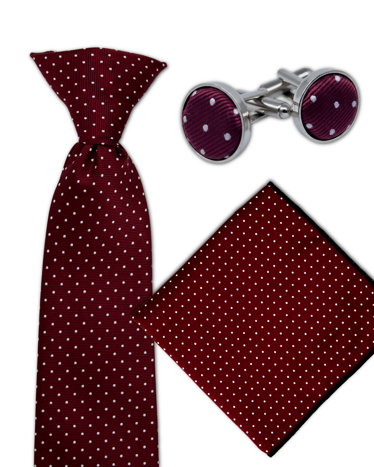 (3 Pcs. Set) Elegant Burgundy With Polka Dot