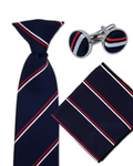 (3 Pcs. Set) Navy Blue Stripped Sophistication