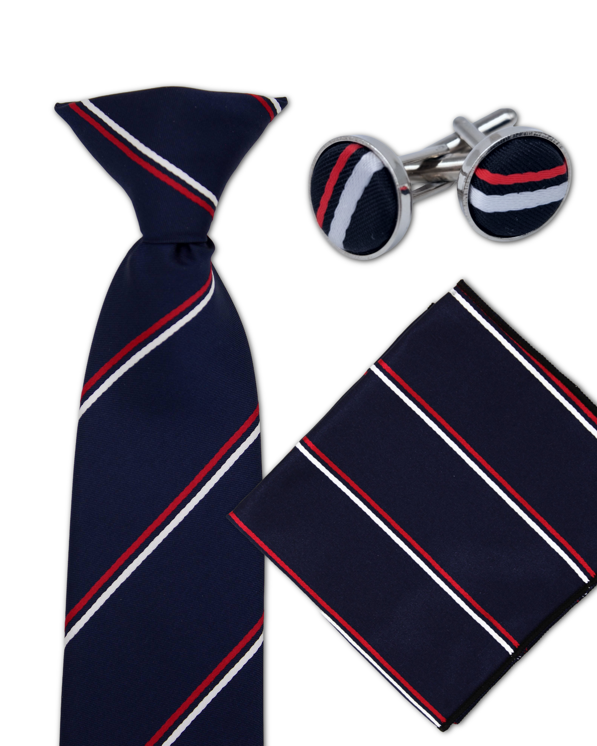 (3 Pcs. Set) Navy Blue Stripped Sophistication