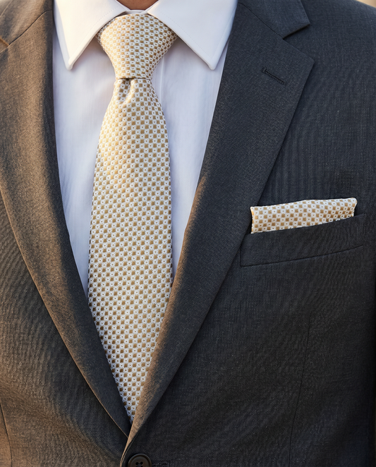 Beige Elegance Tie & Pocket Square Set