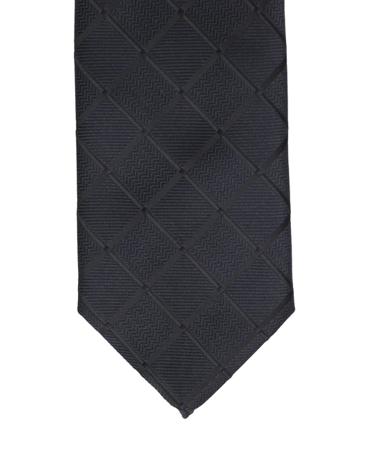 Elegant Black Checkered Clip-on Tie