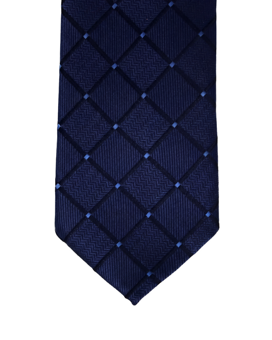 Navy Diamond Grid Pattern Clip-On Tie