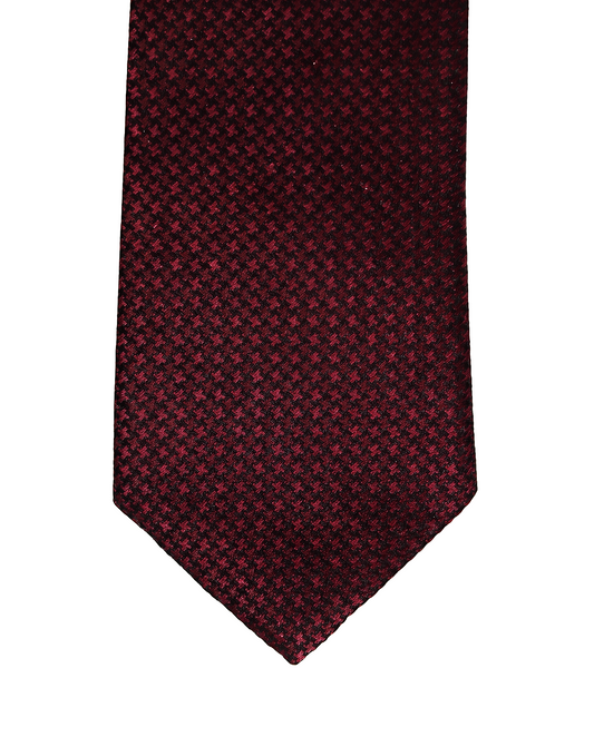 Dark Red & Black Geometric Clip-On Tie