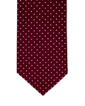 Elegant Burgundy Clip-On Tie with Polka Dot Pattern