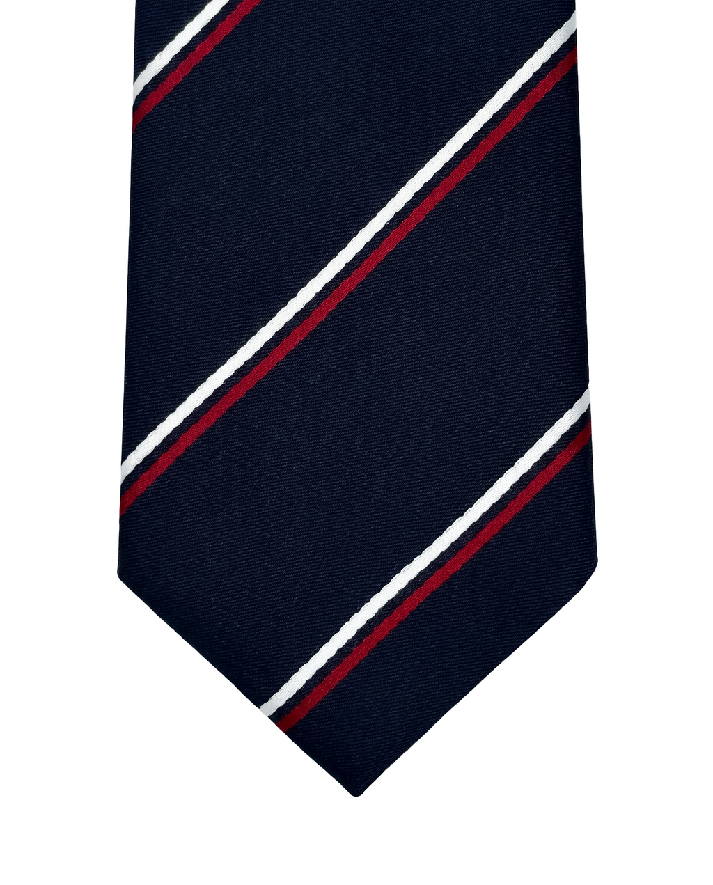 Navy Blue Clip-On Tie with Red & White Stripes