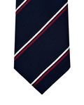 Navy Blue Clip-On Tie with Red & White Stripes